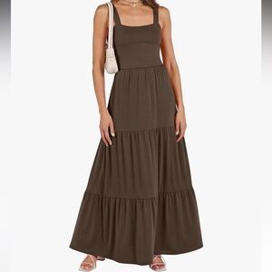 Amazon Brown Tiered Maxi Dress - NEVER WORN